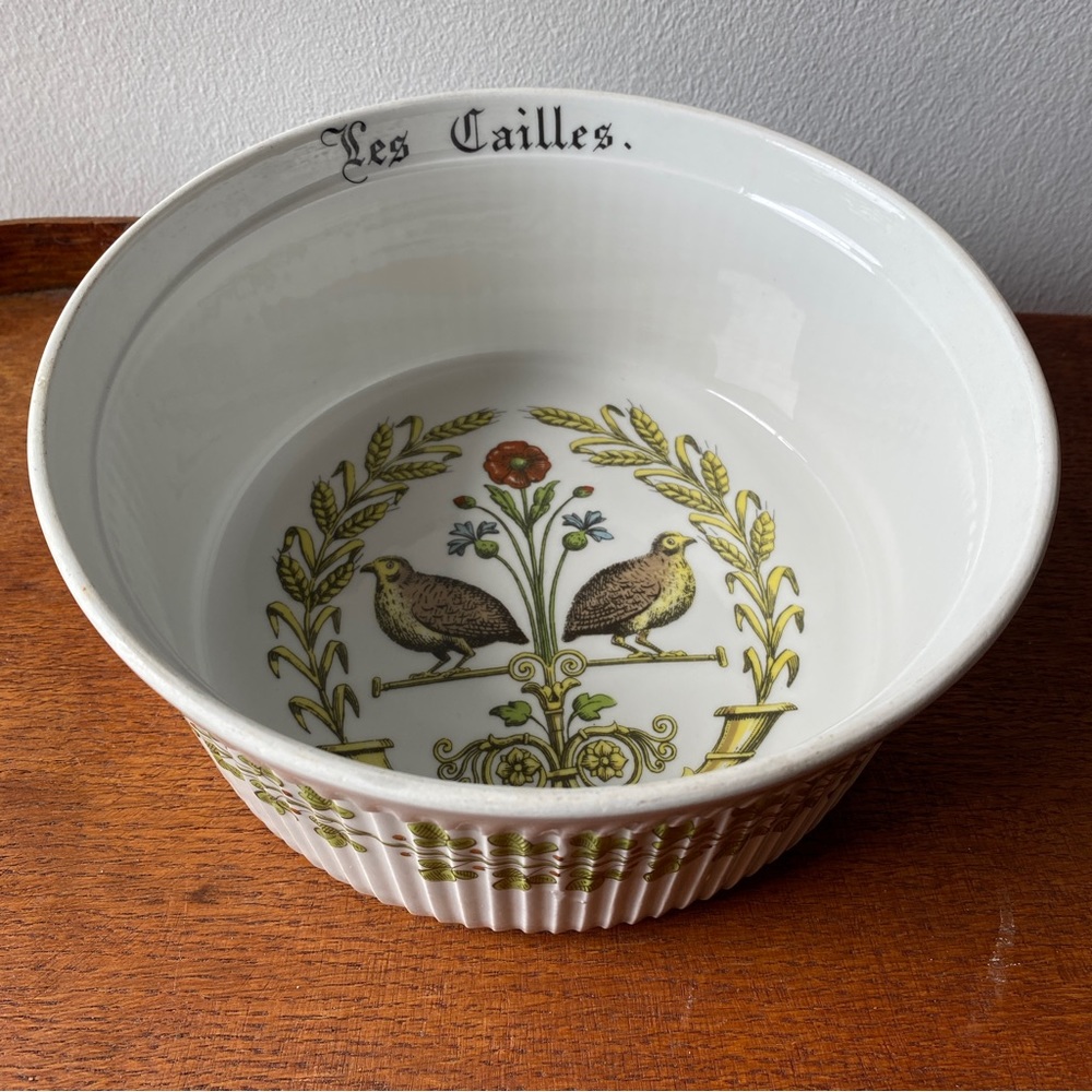 Vintage French ovenware  Apilco Les Cailles France